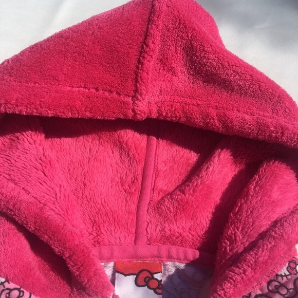 Hello Kitty Girls Fuzzy Pink Zip Hoodie Sweatshirt - Picture 5 of 12